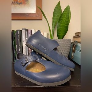 Blue leather Birkenstocks (size 37)